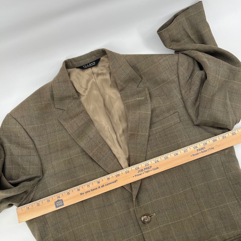 Jos A Bank 39R Blazer Mens Brown Plaid Silk Wool Blend Sport Coat 2 Button - Picture 5 of 13